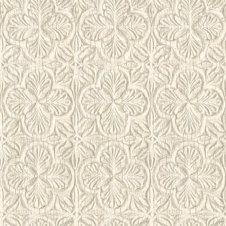 Karachi Cream Wooden Damask Wallpaper - York Wallcoverings - 3125-72333