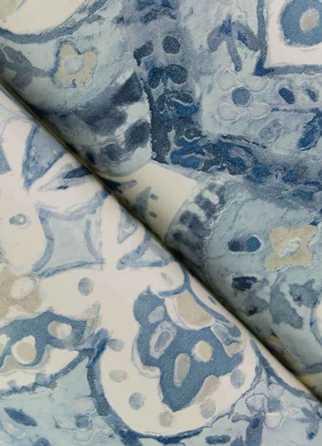 Mimir Blue Quilted Damask Wallpaper - York Wallcoverings - 3125-72337 - York Wallcoverings Wallpaper