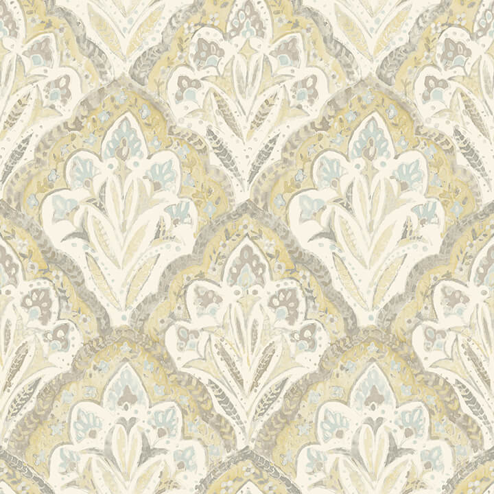mimir-mustard-quilted-damask-wallpaper-york-wallcoverings-3125-72338 - York Wallcoverings Wallpaper