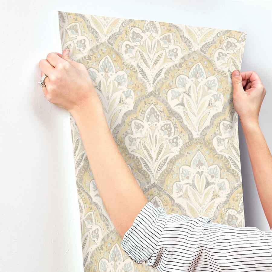 Mimir Mustard Quilted Damask Wallpaper - York Wallcoverings - 3125-72338 - York Wallcoverings Wallpaper