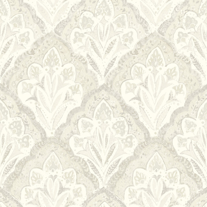 Picture of Mimir Dove Quilted Damask Wallpaper