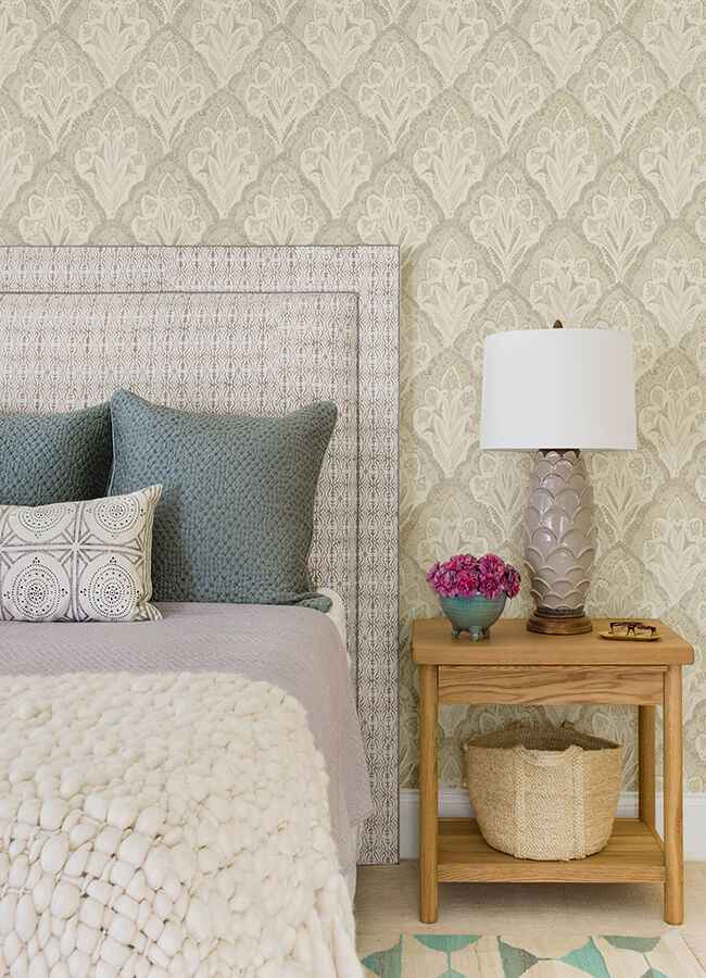 Mimir Dove Quilted Damask Wallpaper - York Wallcoverings - 3125-72339 - York Wallcoverings Wallpaper