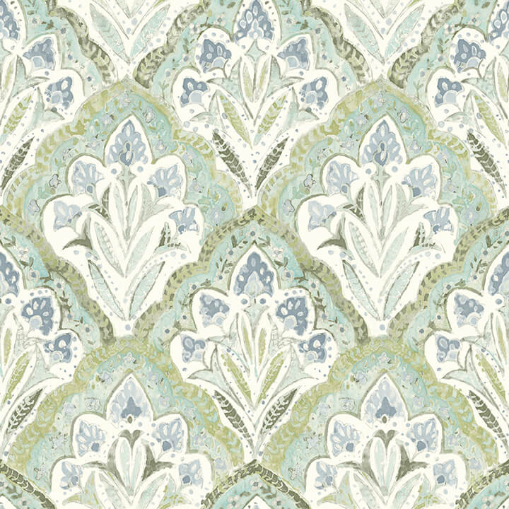 mimir-aquamarine-quilted-damask-wallpaper-york-wallcoverings-3125-72341 - York Wallcoverings Wallpaper