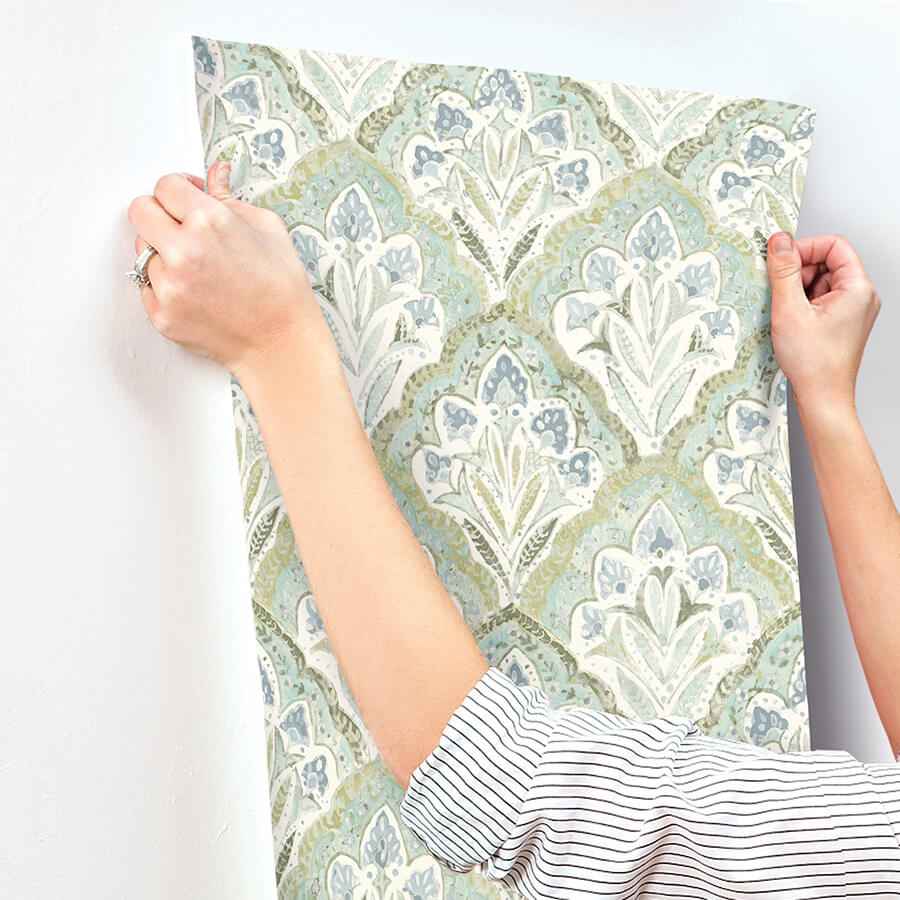 Mimir Aquamarine Quilted Damask Wallpaper - York Wallcoverings - 3125-72341 - York Wallcoverings Wallpaper