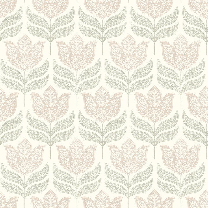 Picture of Cathal Blush Tulip Block Print Wallpaper