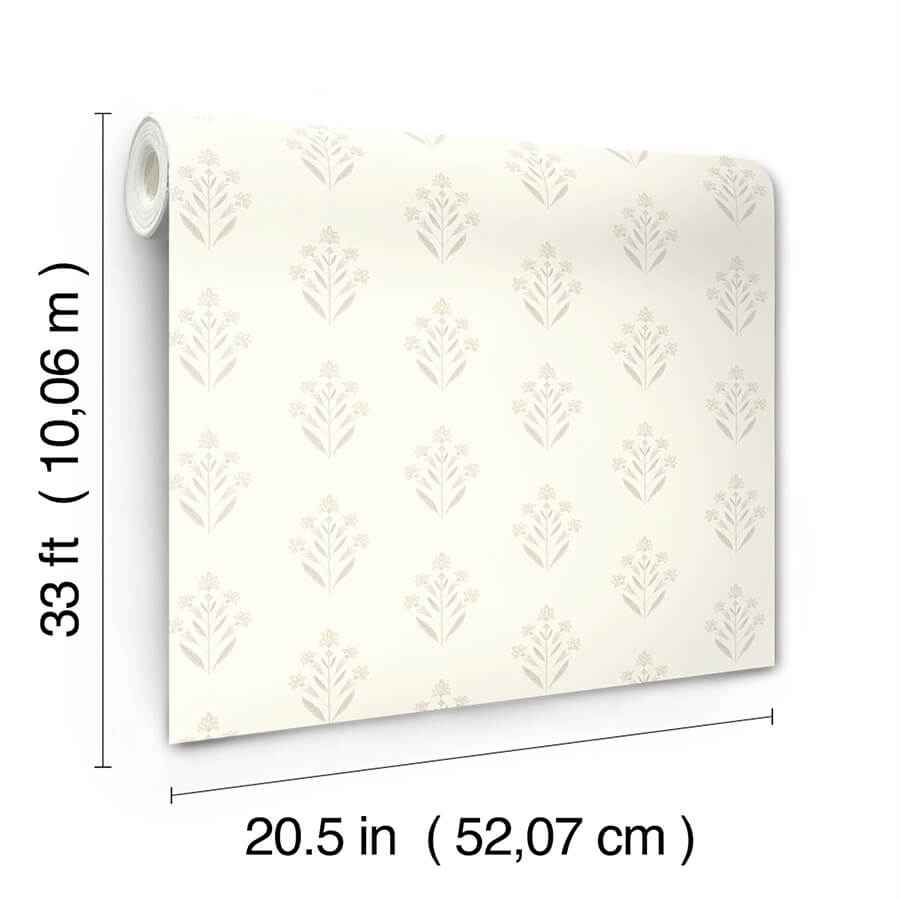 Kova Dove Floral Crest Wallpaper - York Wallcoverings - 3125-72349 - York Wallcoverings Wallpaper