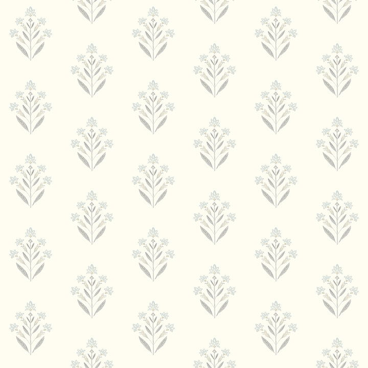 Picture of Kova Light Blue Floral Crest Wallpaper