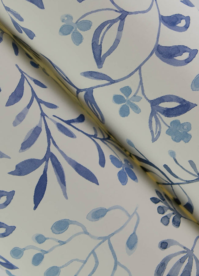 Tarragon Blue Dainty Meadow Wallpaper - Brewster Wallcovering