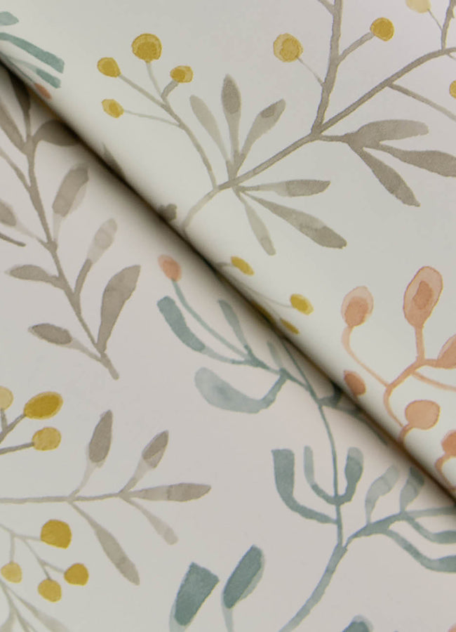 Tarragon Pastel Dainty Meadow Wallpaper - Brewster Wallcovering