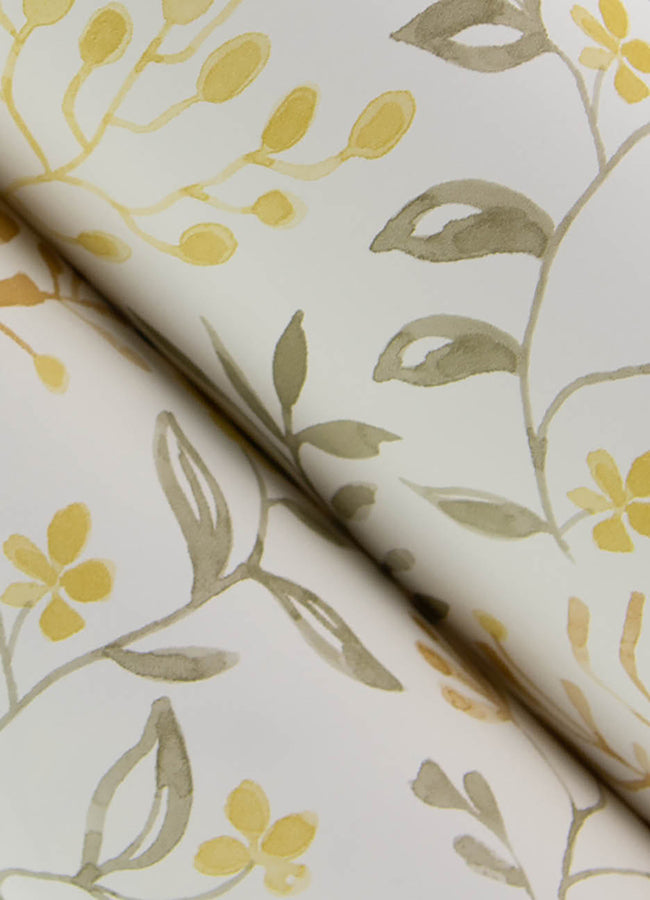 Tarragon Honey Dainty Meadow Wallpaper - Brewster Wallcovering