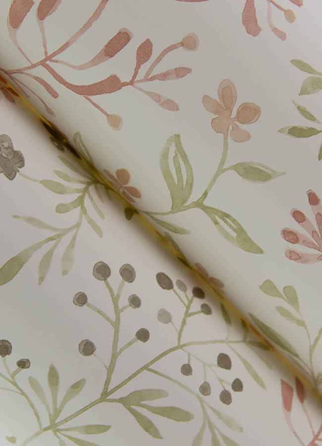 Tarragon Blush Dainty Meadow Wallpaper - York Wallcoverings - 3125-72355