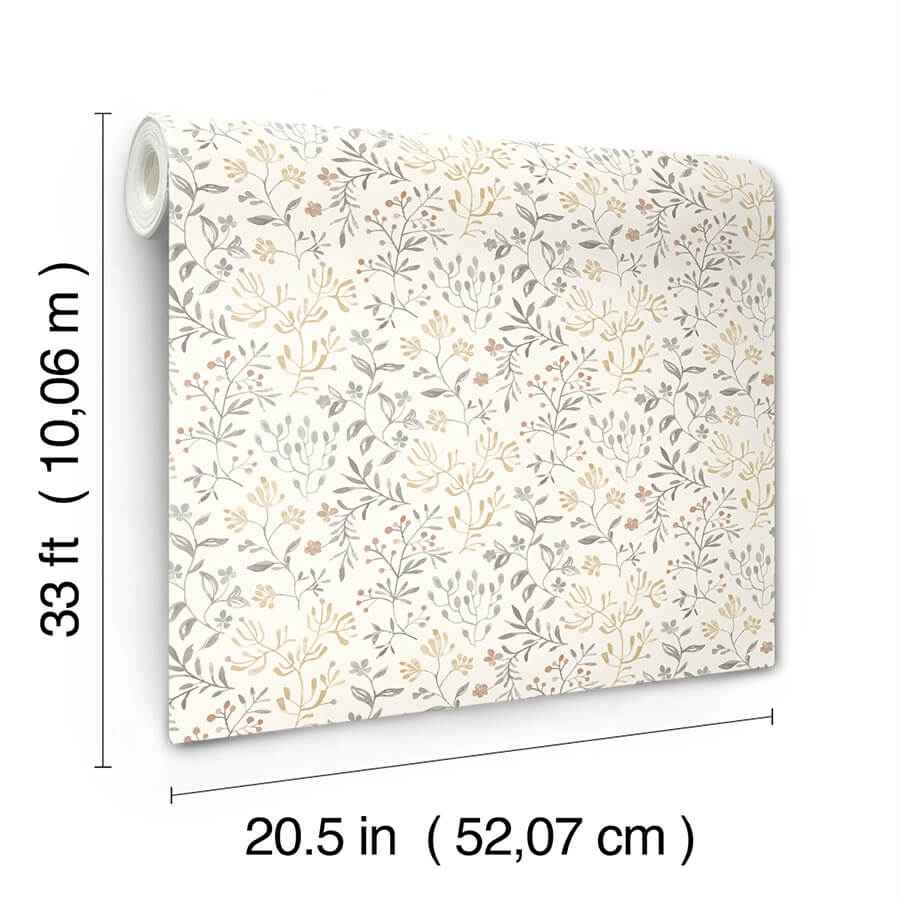 Tarragon Grey Dainty Meadow Wallpaper - York Wallcoverings - 3125-72356 - York Wallcoverings Wallpaper