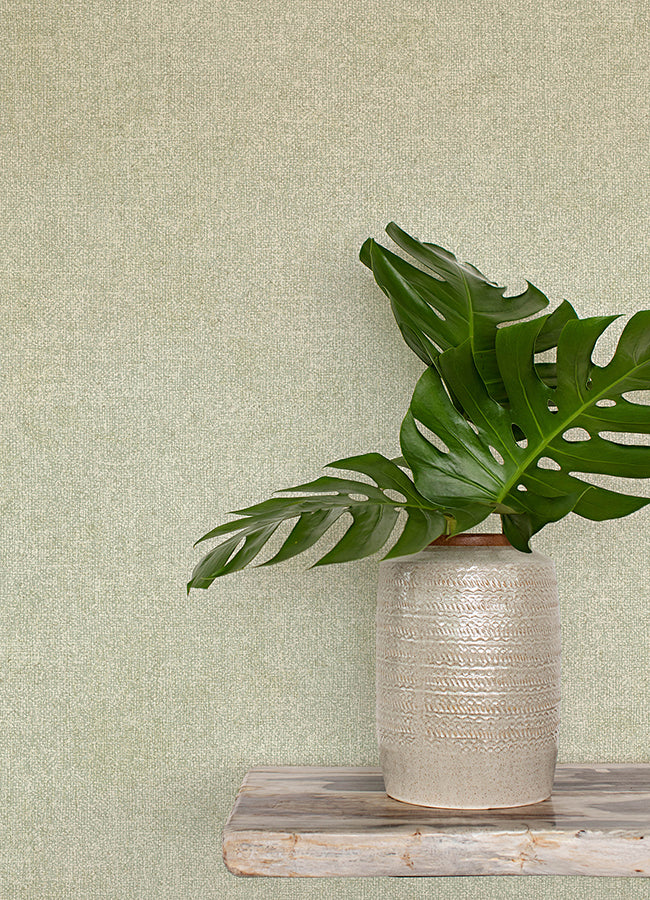 Homespun Green Textured Wallpaper - Brewster Wallcovering