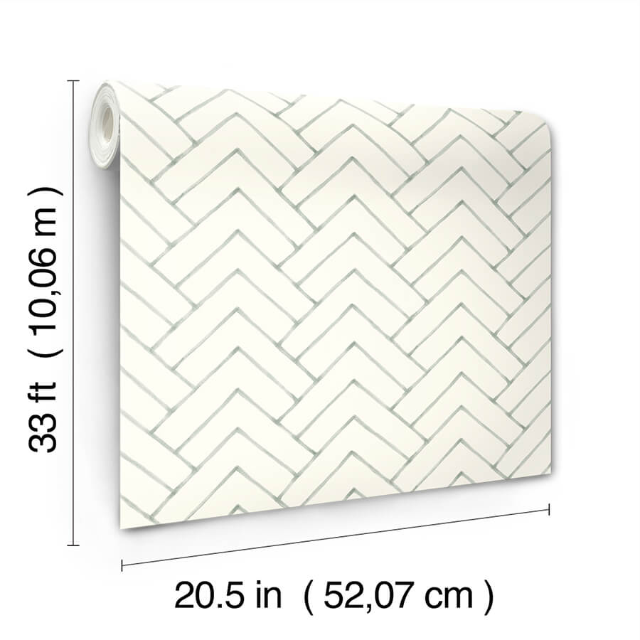 oswin-teal-tiered-herringbone-wallpaper-york-wallcoverings-3125-72362 - York Wallcoverings Papel pintado