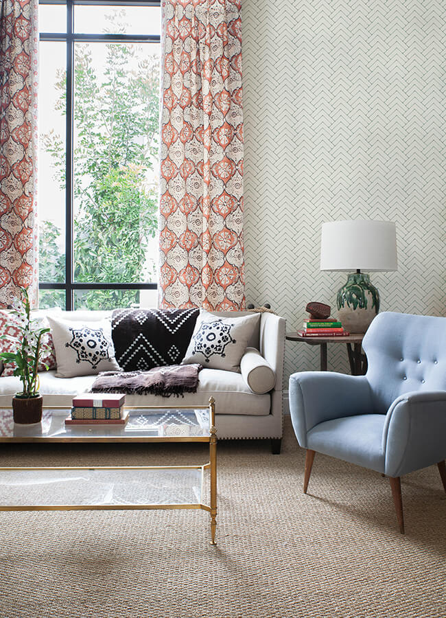 oswin-teal-tiered-herringbone-wallpaper-york-wallcoverings-3125-72362 - York Wallcoverings Papel pintado