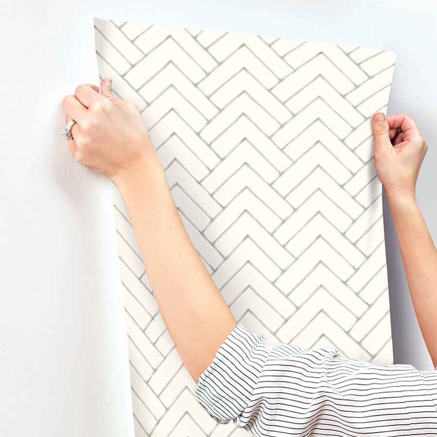 Oswin Grey Tiered Herringbone Wallpaper - York Wallcoverings - 3125-72364 - York Wallcoverings Wallpaper