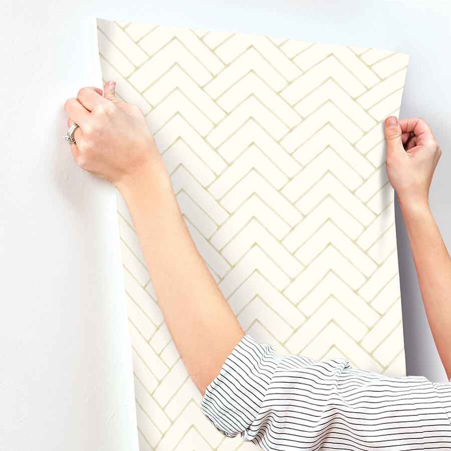 Oswin Light Yellow Tiered Herringbone Wallpaper - York Wallcoverings - 3125-72365 - York Wallcoverings Wallpaper