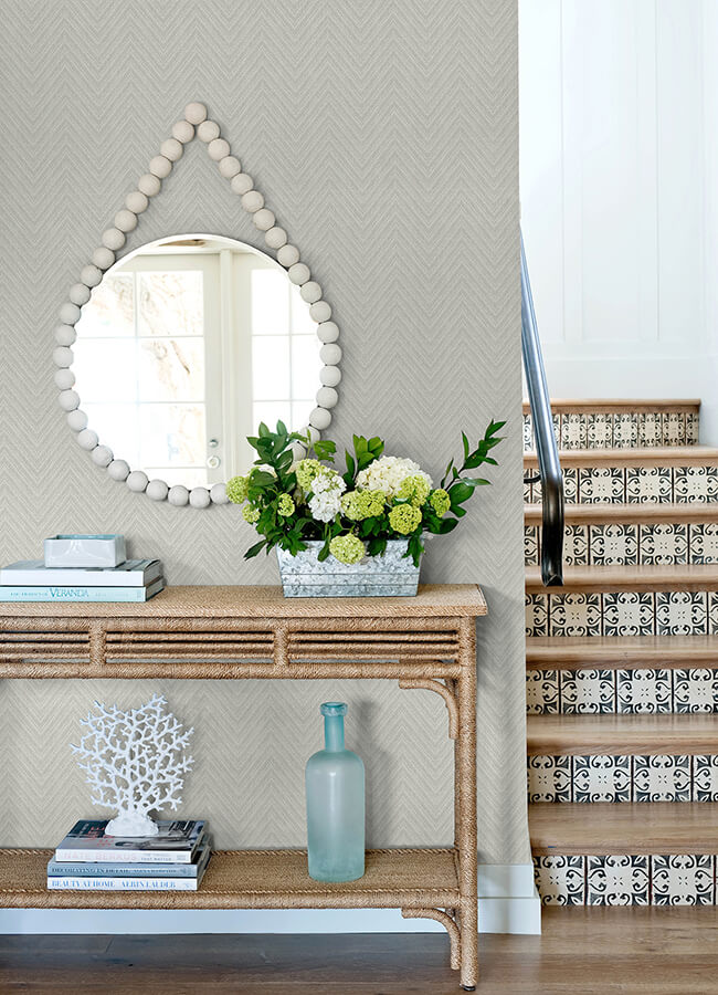 Glynn Silver Chevron Wallpaper - York Wallcoverings - 4122-26651 - York Wallcoverings Wallpaper