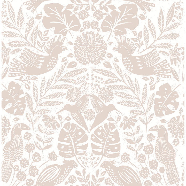 Picture of Nestle Pink Bird Block Print Wallpaper