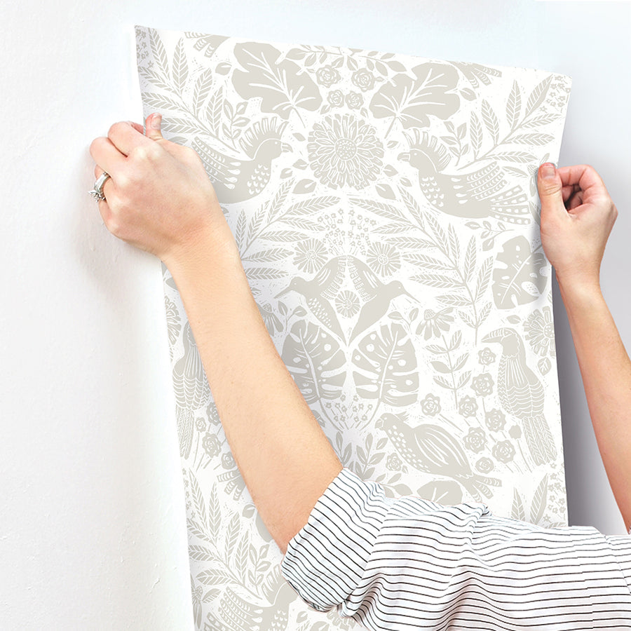 Nestle Dove Bird Block Print Wallpaper  | Brewster Wallcovering - The WorkRm