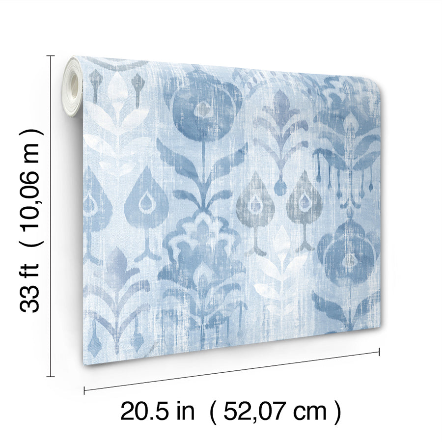 Pavord Blue Floral Shibori Wallpaper  | Brewster Wallcovering - The WorkRm