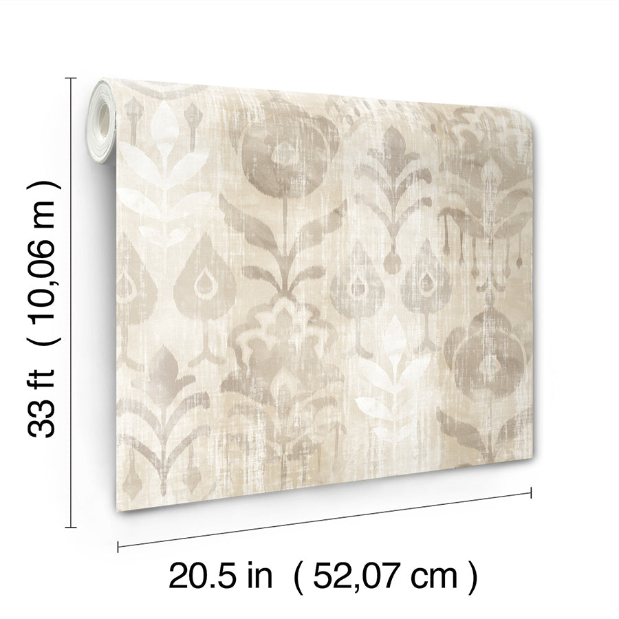 Pavord Neutral Floral Shibori Wallpaper  | Brewster Wallcovering