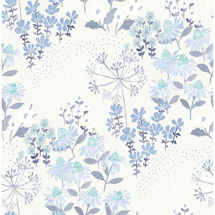 Cultivate Blue Springtime Blooms Wallpaper - York Wallcoverings - 4122-27017