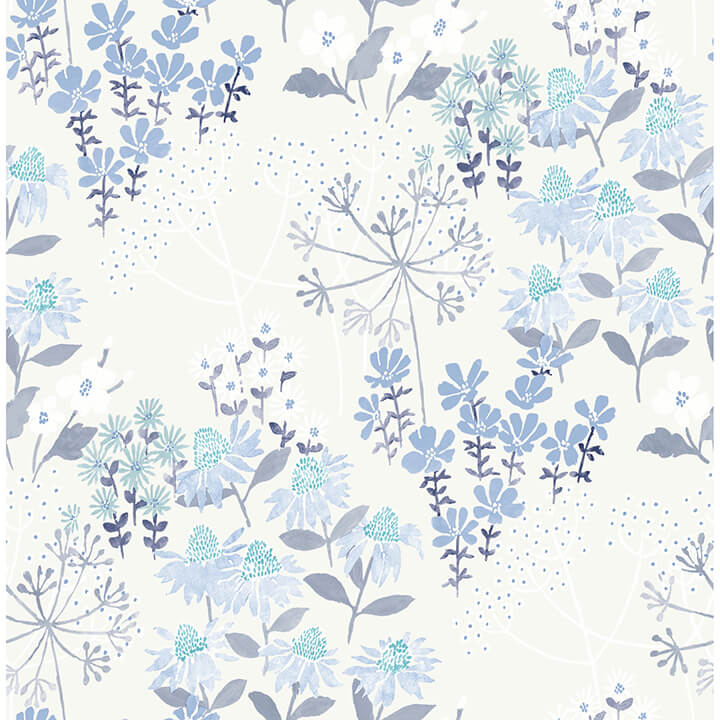 Cultivate Blue Springtime Blooms Wallpaper - York Wallcoverings - 4122-27017 - York Wallcoverings Wallpaper