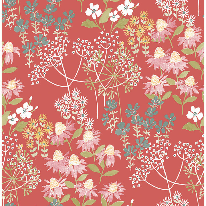 Cultivate Red Springtime Blooms Wallpaper - York Wallcoverings - 4122-27019 - York Wallcoverings Wallpaper