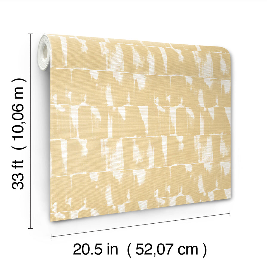 Bancroft Gold Artistic Stripe Wallpaper  | Brewster Wallcovering