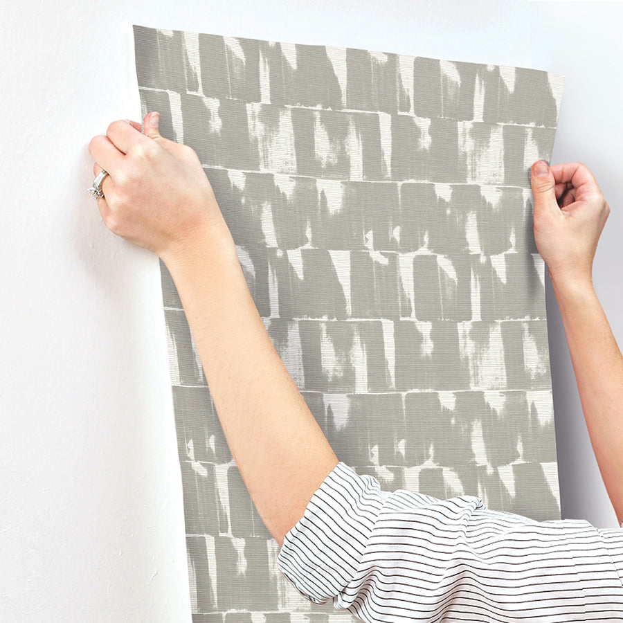 Bancroft Grey Artistic Stripe Wallpaper  | Brewster Wallcovering