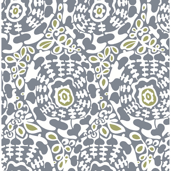 Divine Slate Abstract Medallion Wallpaper - York Wallcoverings - 4122-27037 - York Wallcoverings Wallpaper