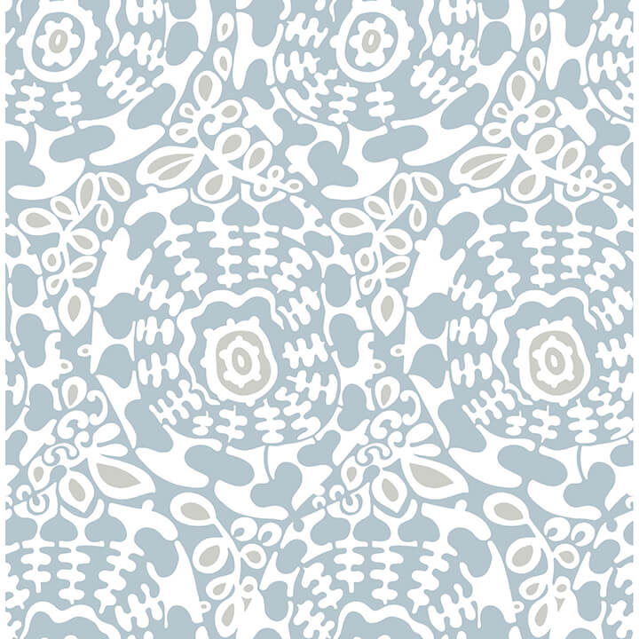 Divine Light Blue Abstract Medallion Wallpaper - York Wallcoverings - 4122-27039 - York Wallcoverings Wallpaper