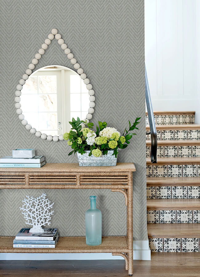 Glynn Sterling Chevron Wallpaper - York Wallcoverings - 4122-27042 - York Wallcoverings Wallpaper