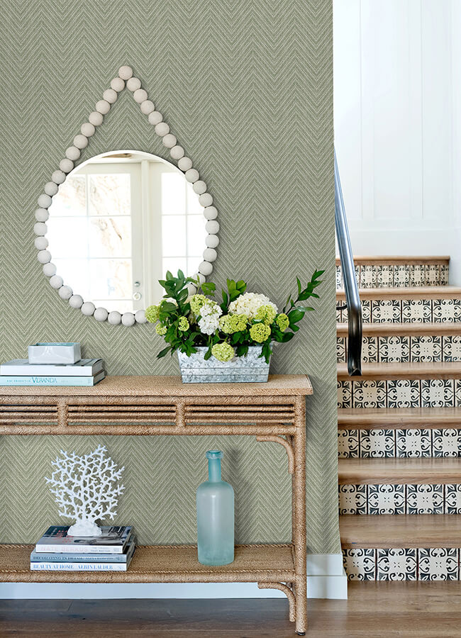 Glynn Green Chevron Wallpaper - York Wallcoverings - 4122-27043 - York Wallcoverings Wallpaper