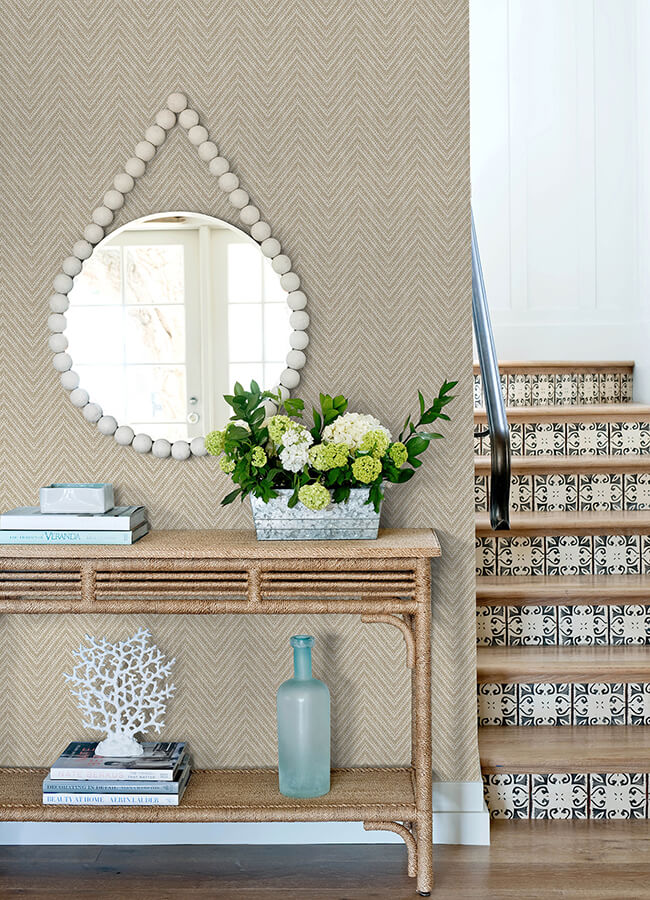 Glynn Wheat Chevron Wallpaper - York Wallcoverings - 4122-27045 - York Wallcoverings Wallpaper