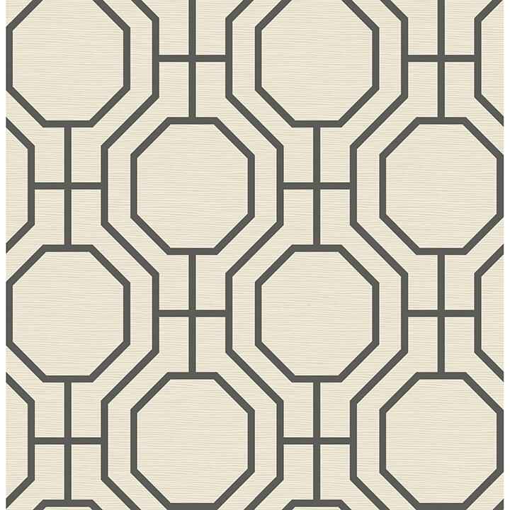 Manor Black Geometric Trellis Wallpaper - York Wallcoverings - 4122-27049