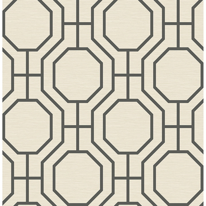 Picture of Manor Black Geometric Trellis Wallpaper
