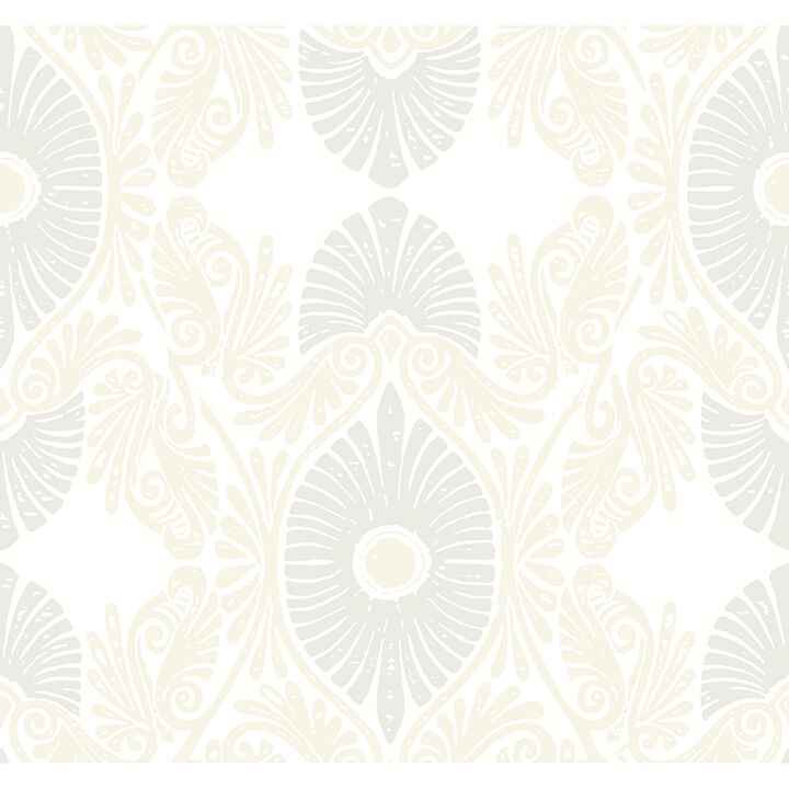 Villa Bone Embellished Ogee Wallpaper - York Wallcoverings - 4122-72402