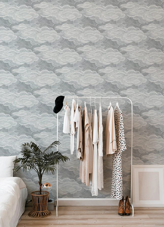 Vision Slate Stipple Clouds Wallpaper  | Brewster Wallcovering