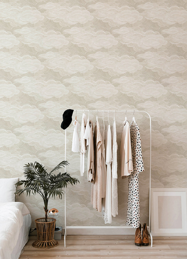 Vision Pearl Stipple Clouds Wallpaper  | Brewster Wallcovering