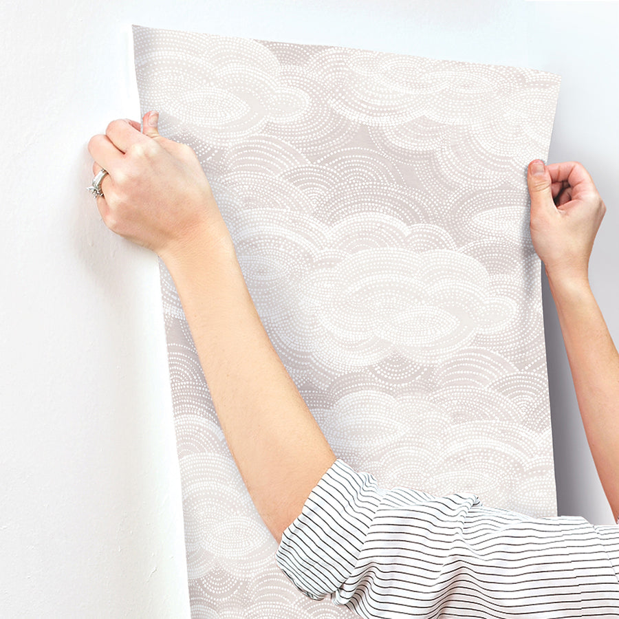 Vision Lavender Stipple Clouds Wallpaper - Brewster Wallcovering