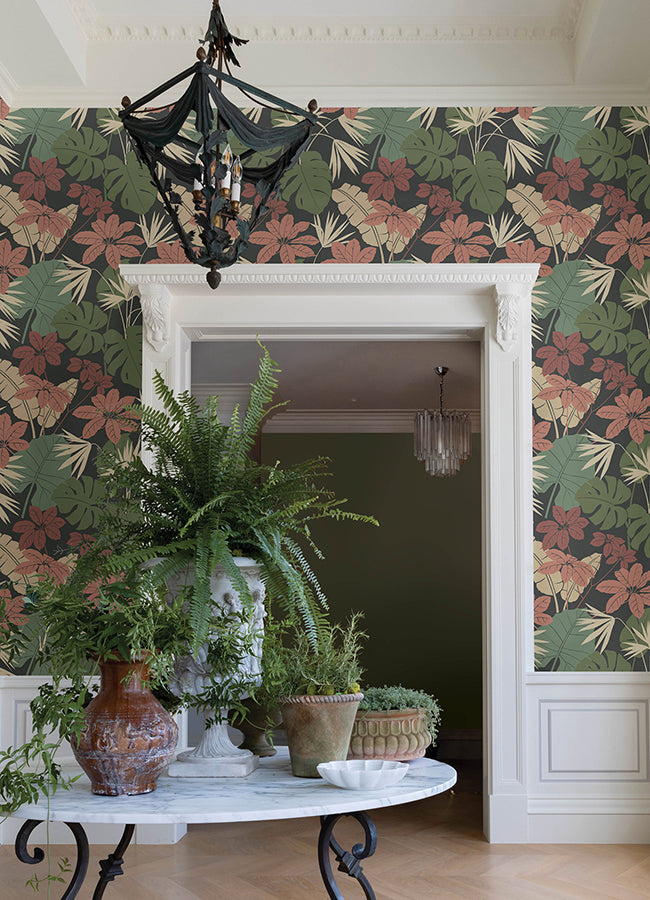 Medellin Black Rainforest Floor Wallpaper  | Brewster Wallcovering - The WorkRm