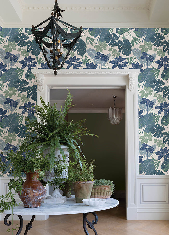 Medellin Blue Rainforest Floor Wallpaper - Brewster Wallcovering