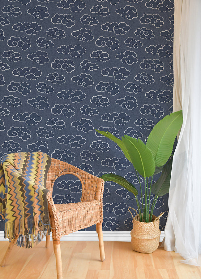 Navy Alto Peel and Stick Wallpaper  | Brewster Wallcovering