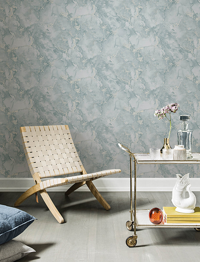 Grandin Light Blue Marbled Wallpaper  | Brewster Wallcovering - The WorkRm