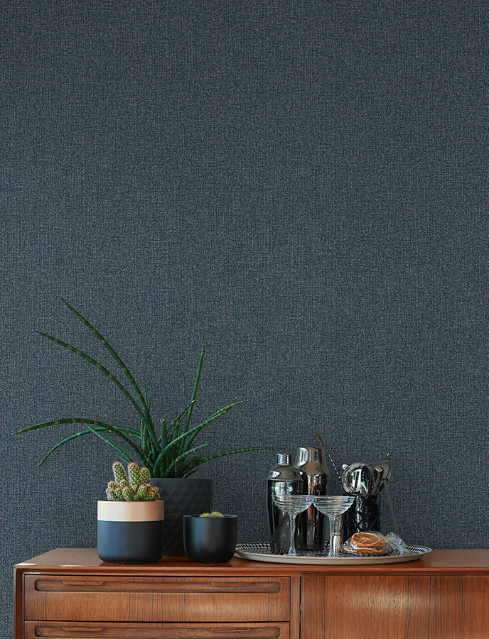 Hatton Dark Blue Faux Tweed Wallpaper  | Brewster Wallcovering - The WorkRm