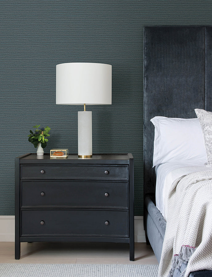 Hazen Dark Blue Shimmer Stripe Wallpaper  | Brewster Wallcovering - The WorkRm