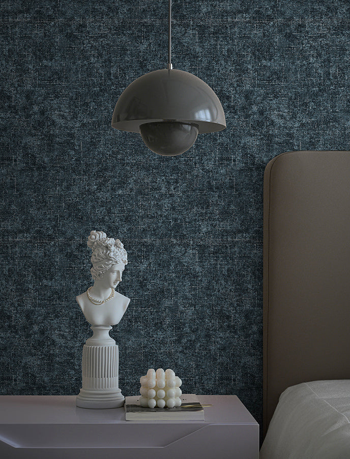 Beloit Indigo Shimmer Linen Wallpaper - Brewster Wallcovering