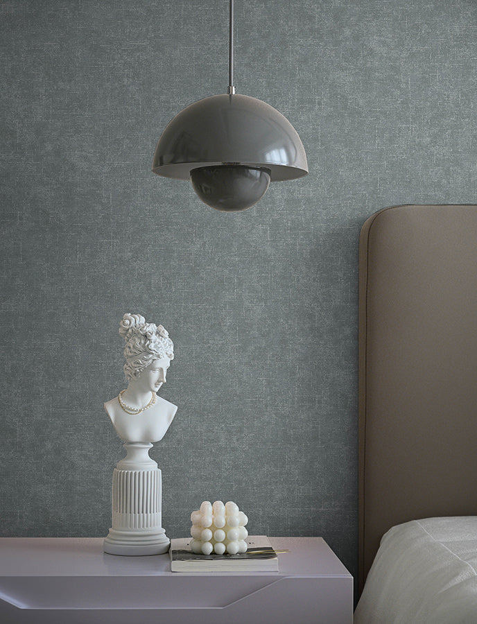 Beloit Dark Grey Shimmer Linen Wallpaper - Brewster Wallcovering